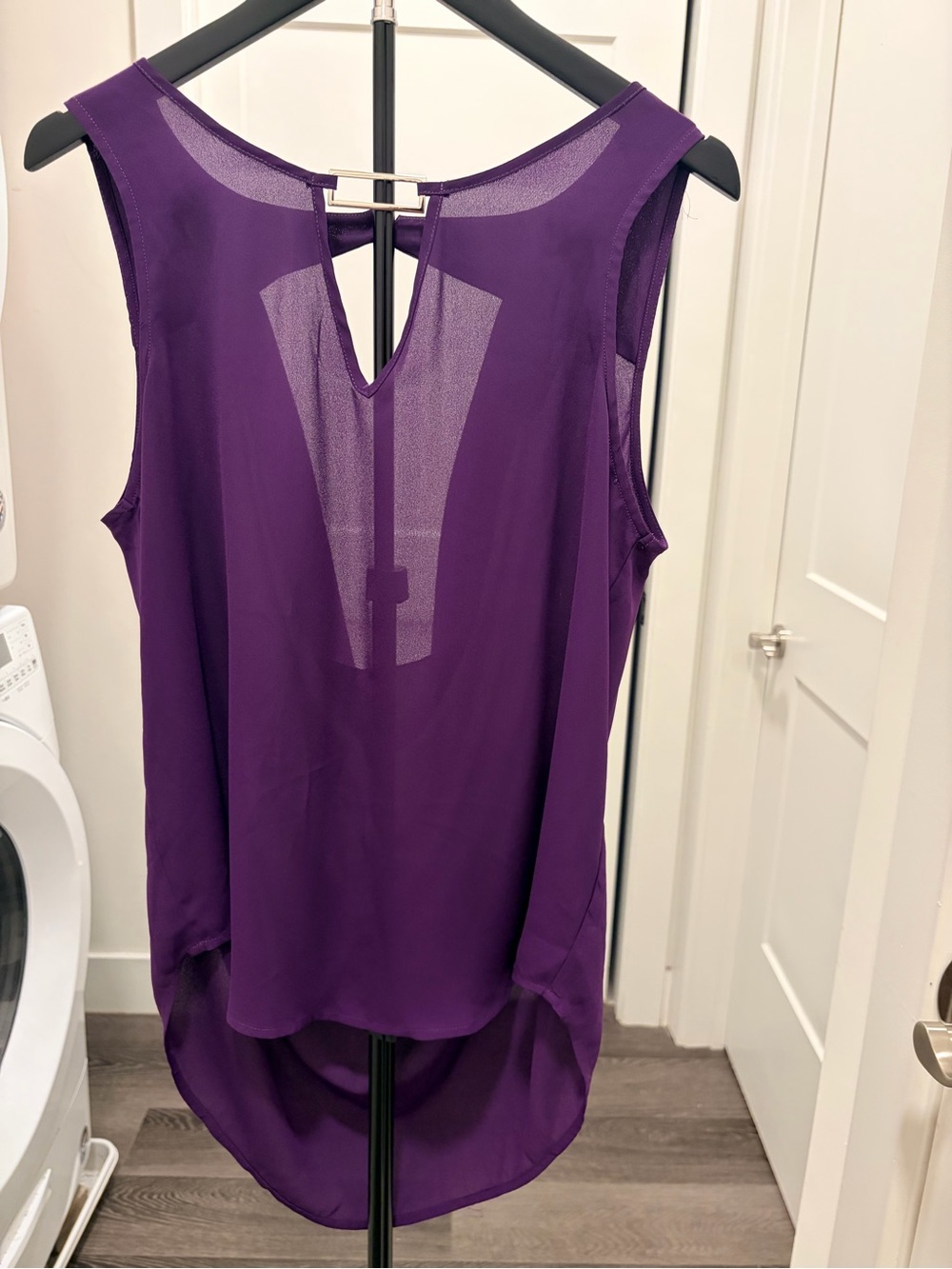 Women's Purple Sleeveless High-Low Chiffon Top